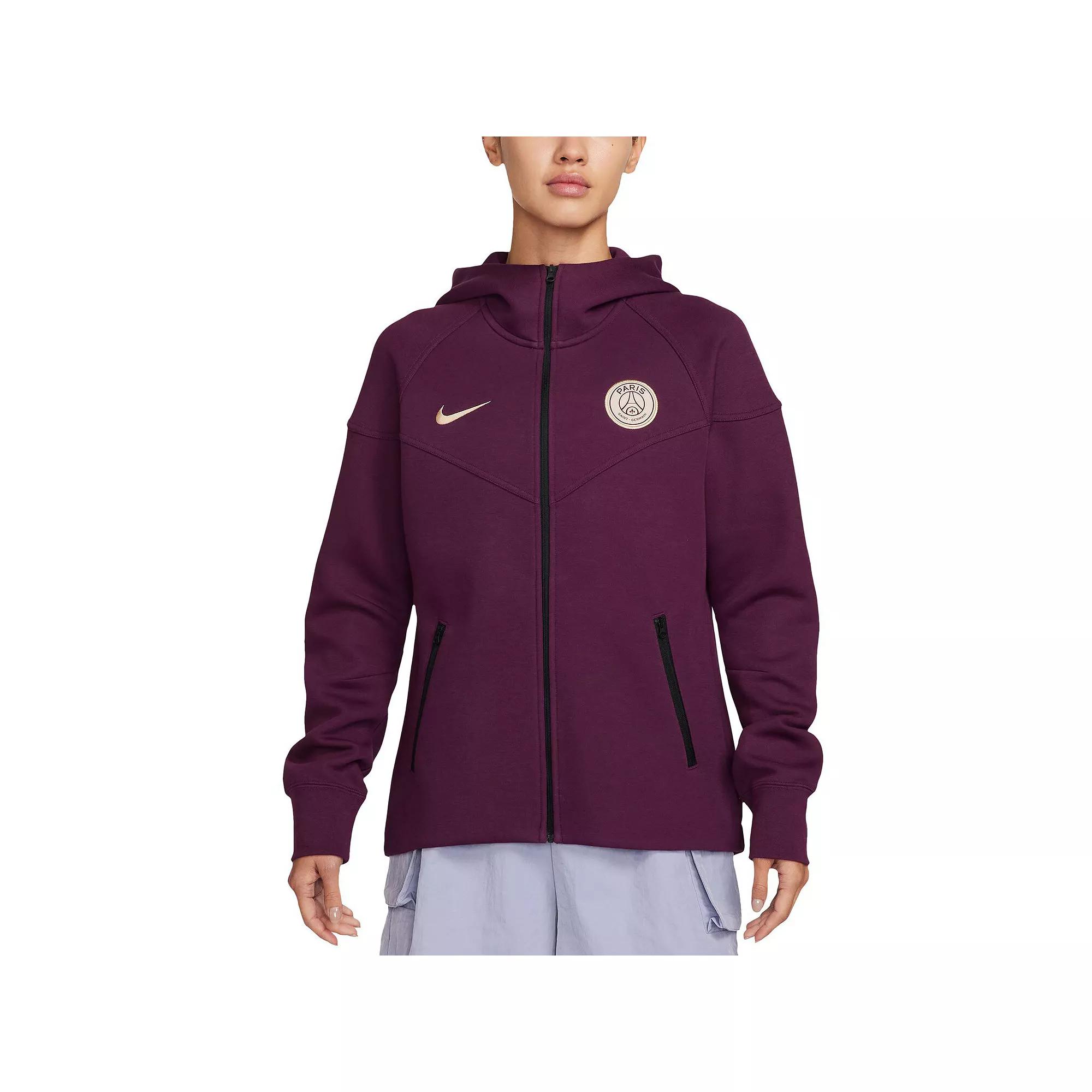 Women's Nike Burgundy Paris Saint-Germain 2024/25 Tech Fleece Full-Zip Hoodie,  Product Image