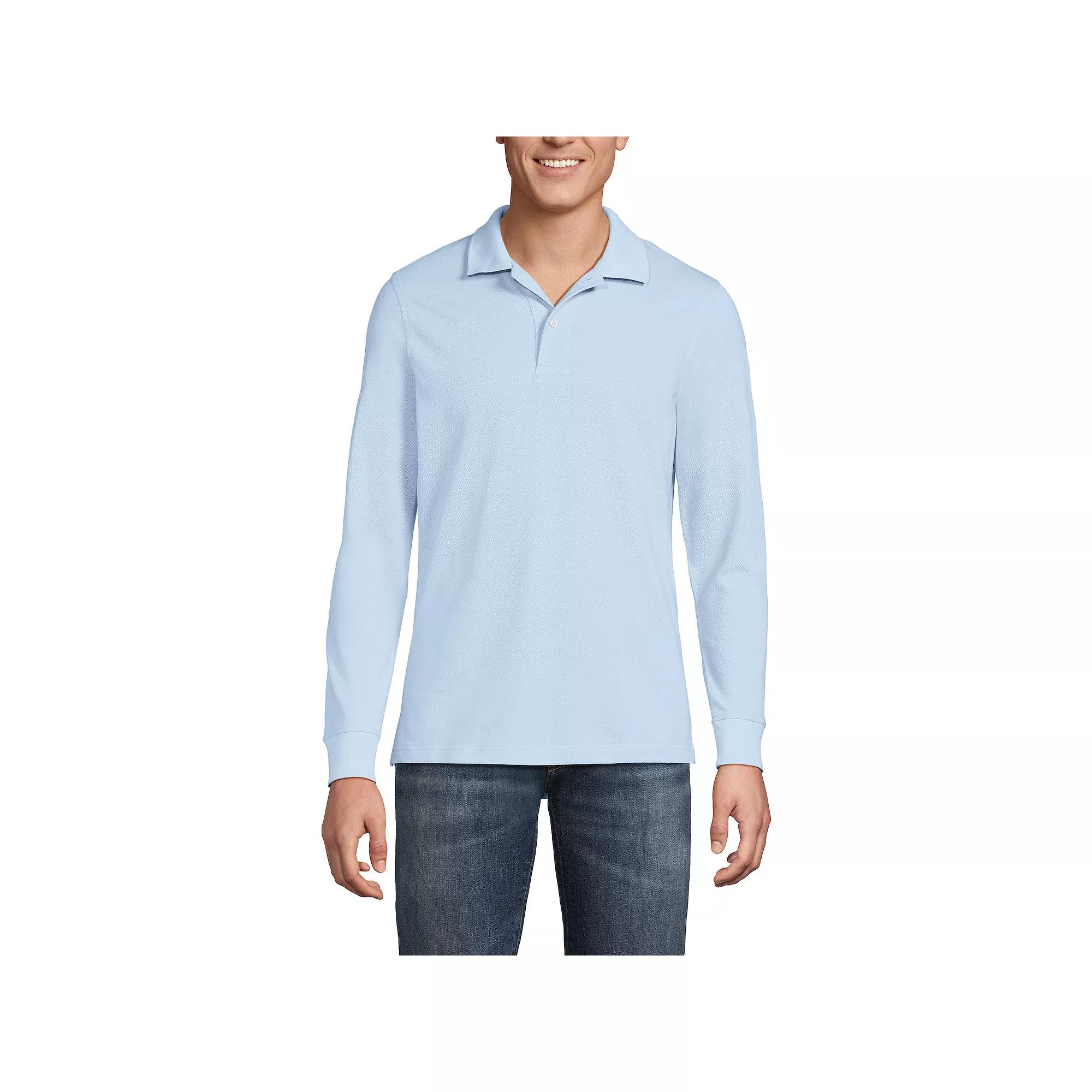 Men's Lands' End Long Sleeve Mesh Polo Shirt,  Product Image