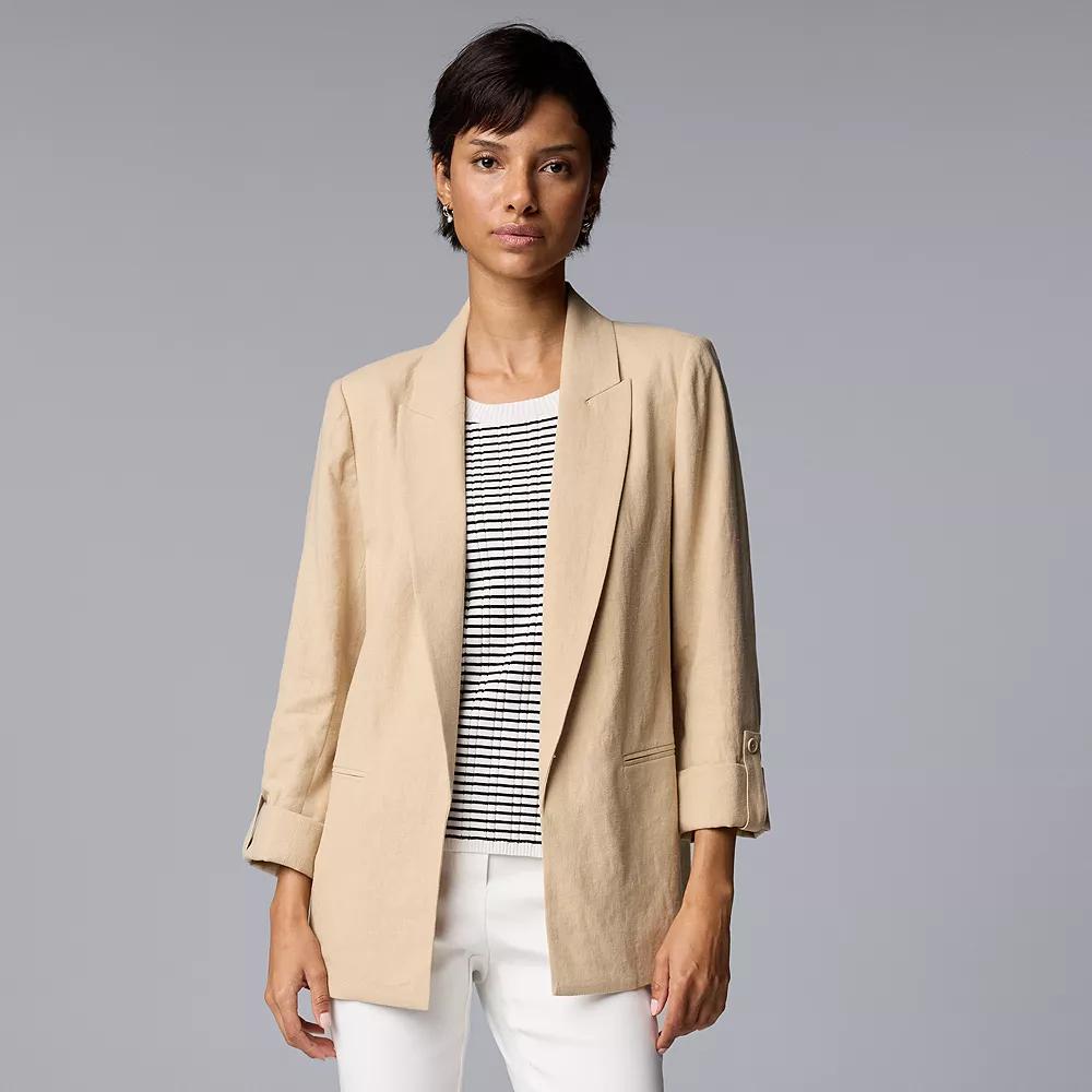 Women's Simply Vera Vera Wang Linen Roll Tab Blazer, Size: Large, White Pepper Product Image