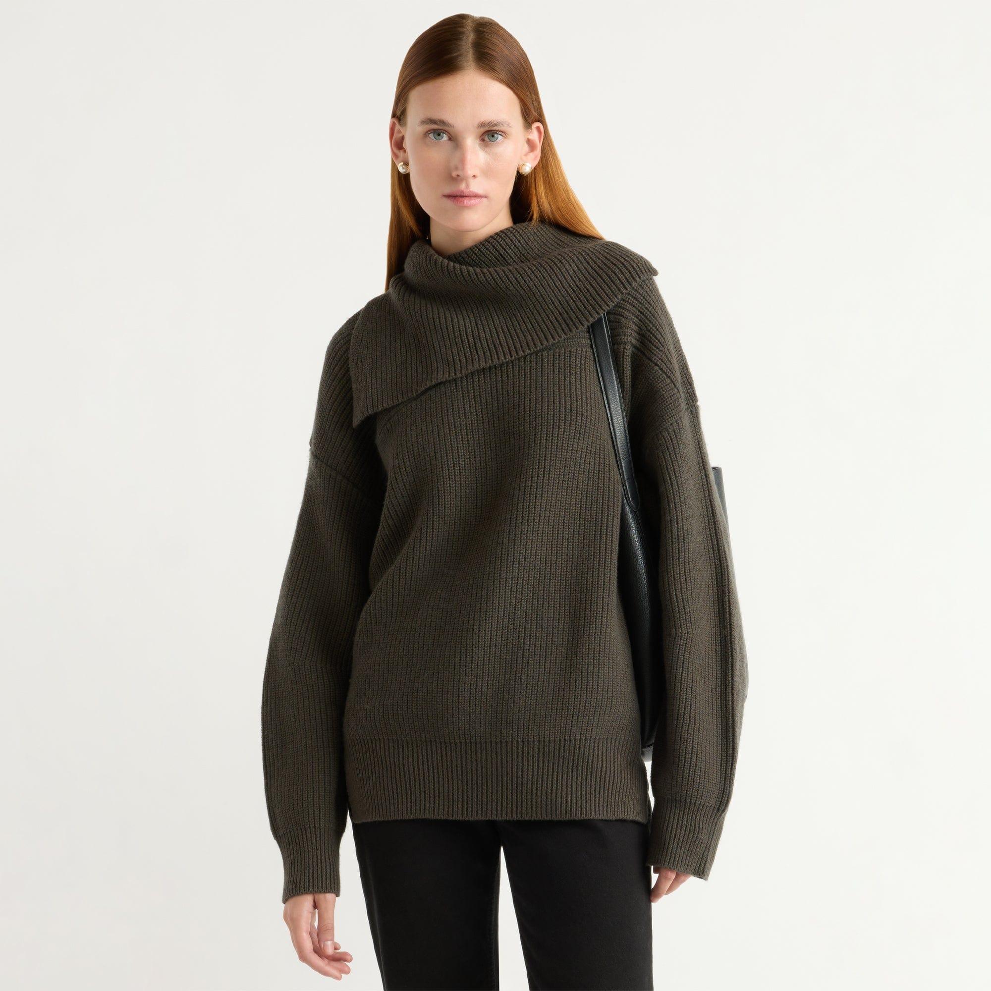 Ezra Organic Cotton-Wool Foldover-Collar Sweater Product Image