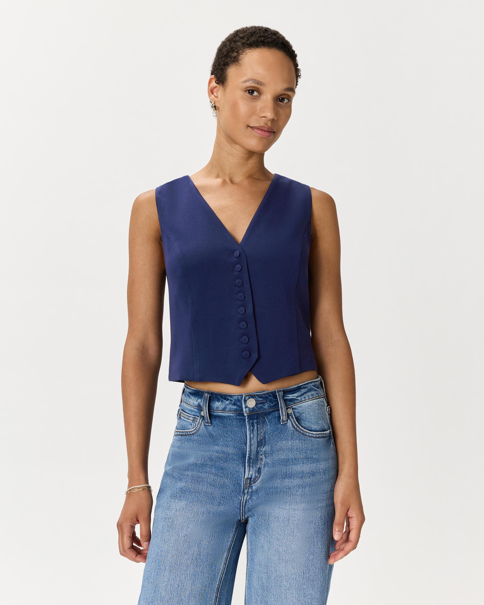 Quince | Women's Fluid Crepe Vest Size XS, Recycled Polyester Product Image