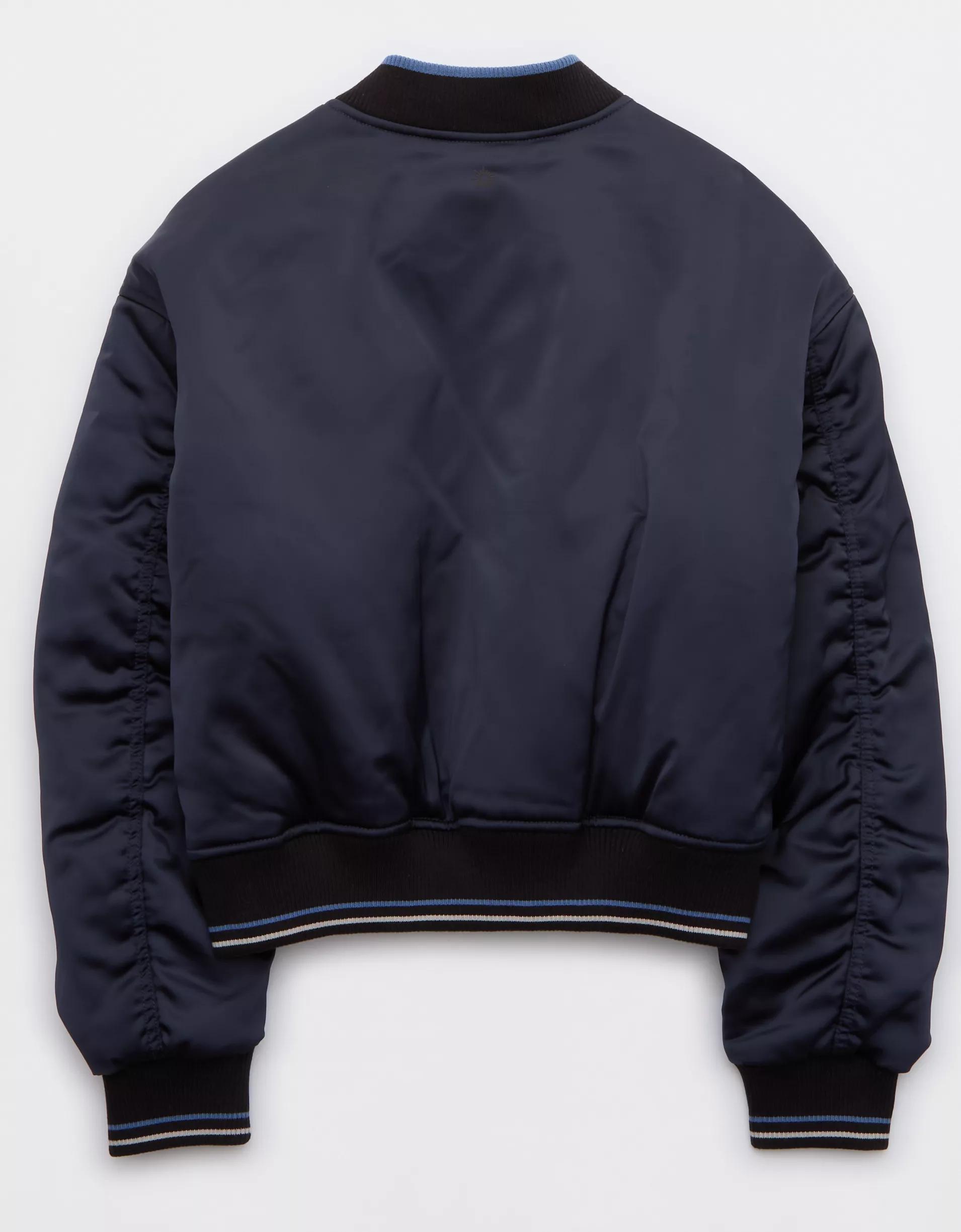 OFFLINE By Aerie Cropped Satin Bomber Jacket Product Image