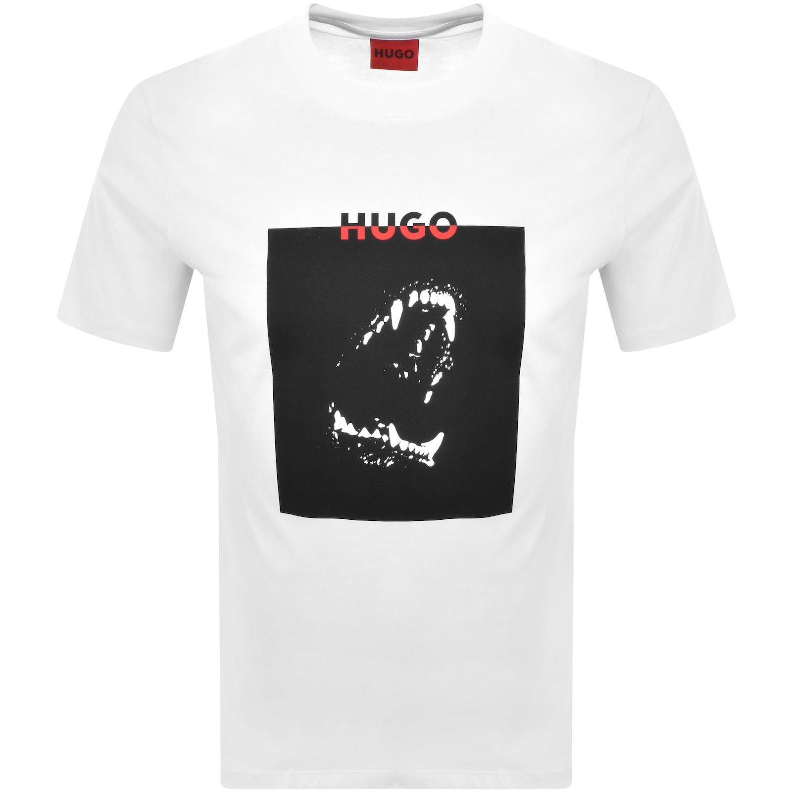 HUGO BOSS Cotton Jersey T-shirt With Mixed-print Logo In White Product Image