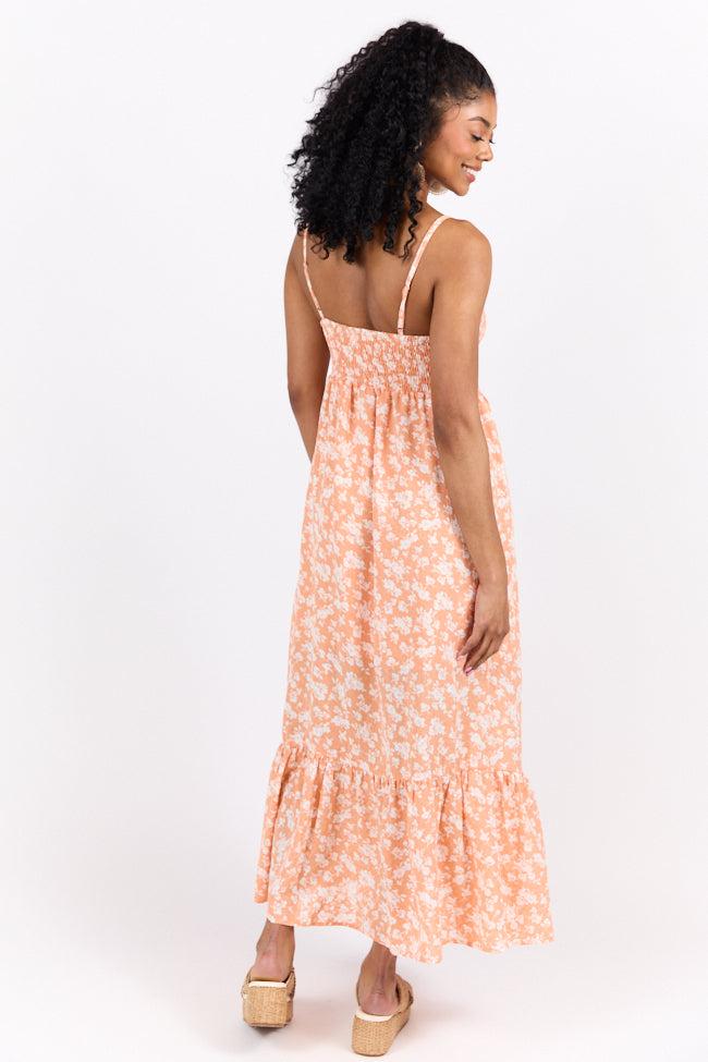 Blooming Beauty Orange Ditsy Floral Midi Dress FINAL SALE Product Image