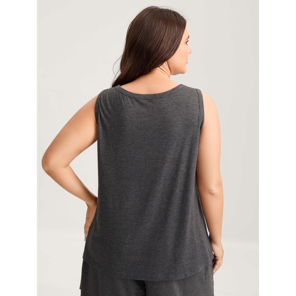 Plus Size Star & Moon Print Solid Tank Top Women DimGray Leisure Non Round Neck Casual Tank Tops Camis BloomChic 14-16/1X Product Image