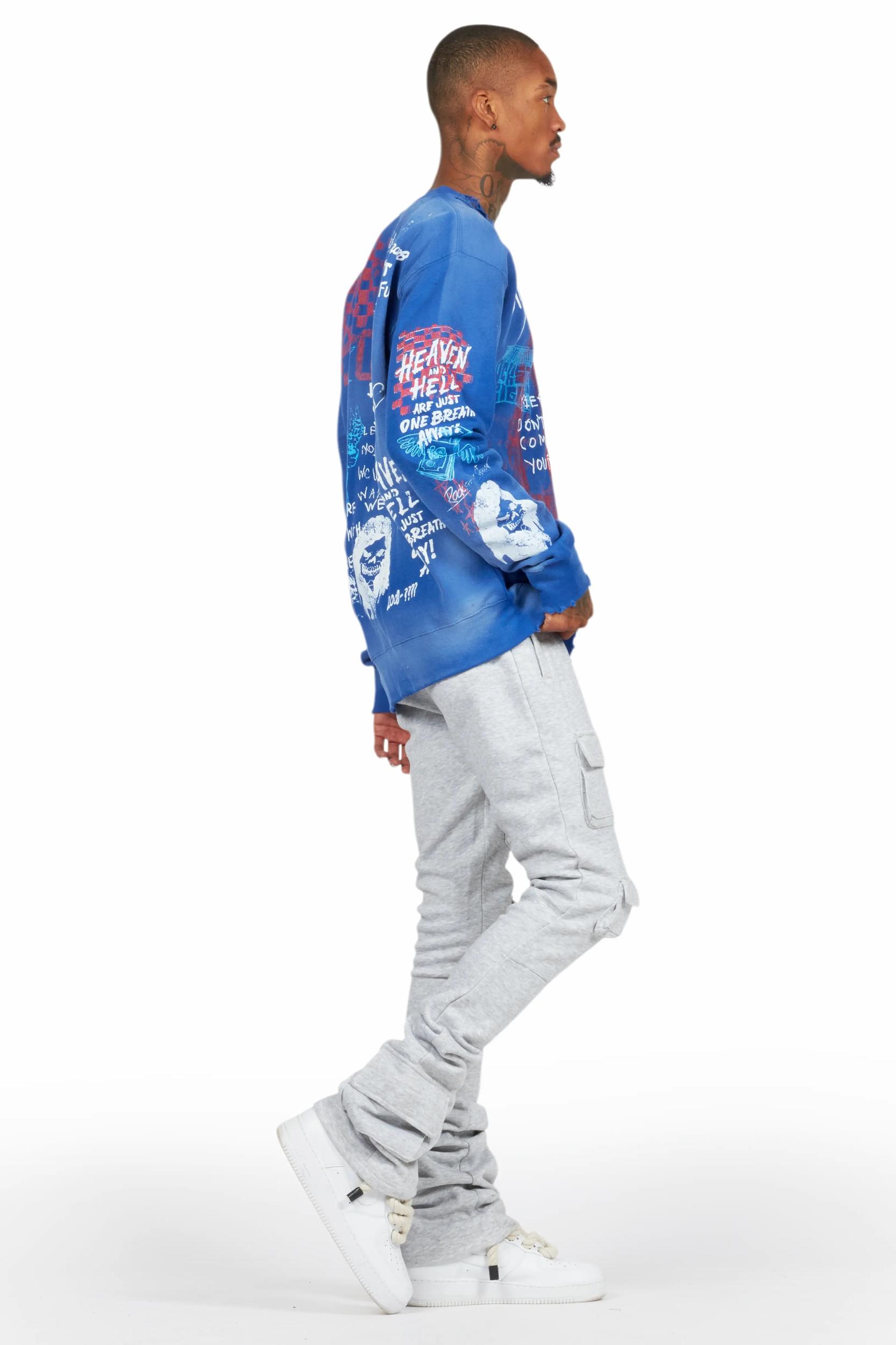 Connor Grey Stacked Flare Track Pant Male Product Image