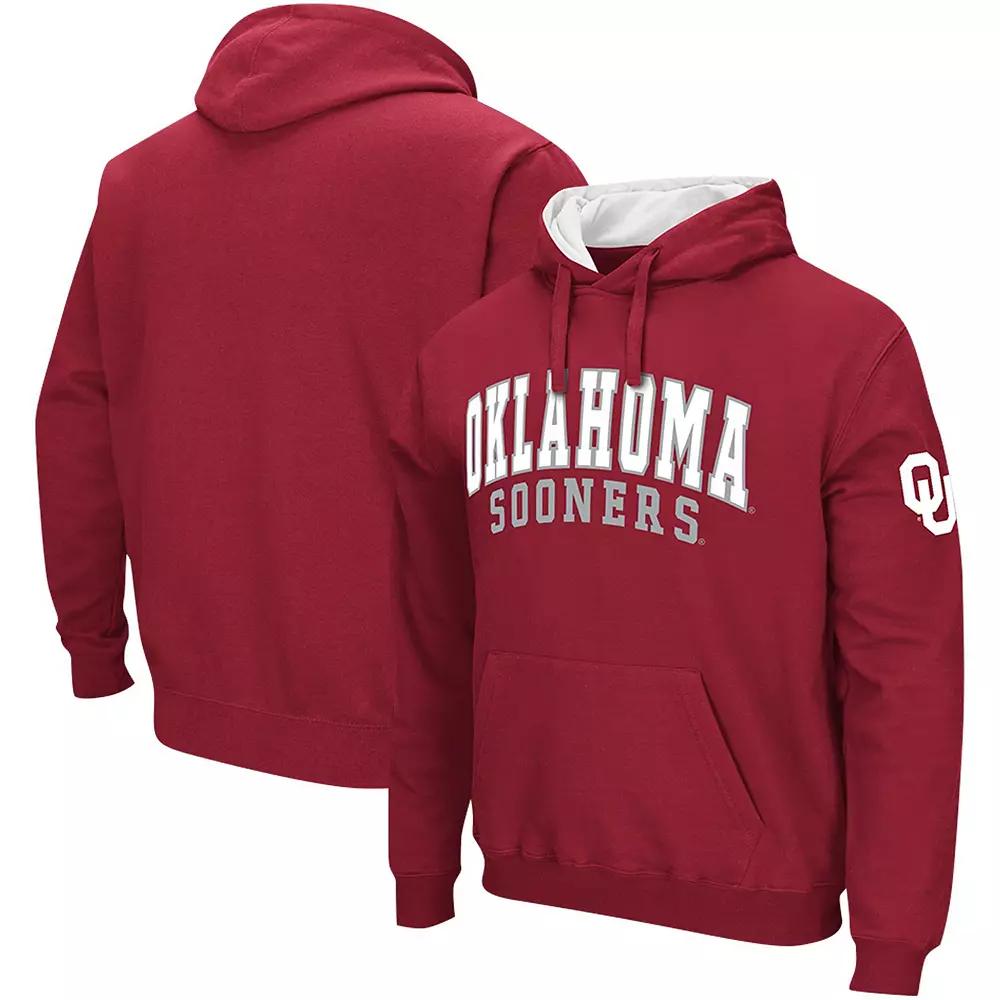 Men's Colosseum Crimson Oklahoma Sooners Double Arch Pullover Hoodie,  Product Image