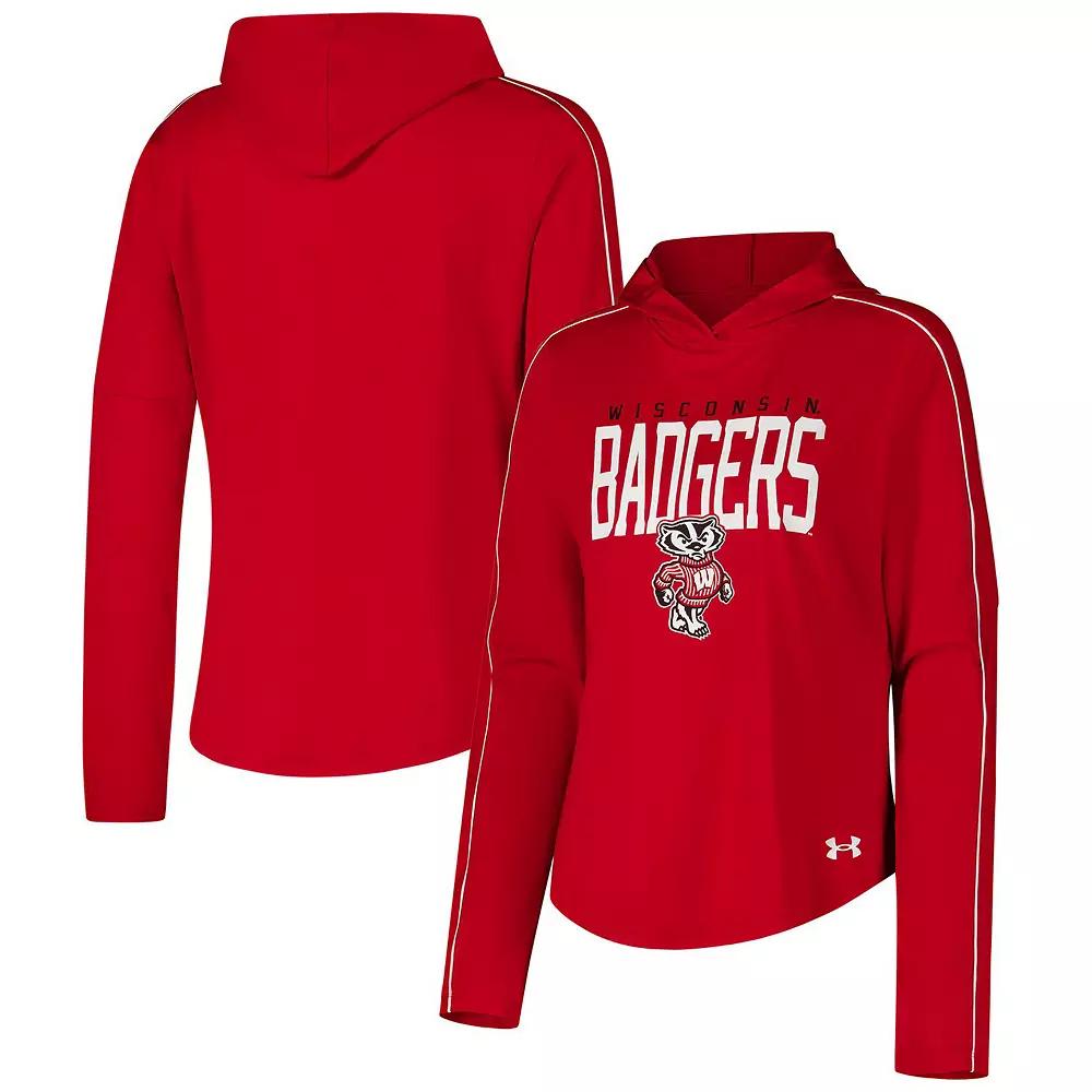 Women's Under Armour Red Wisconsin Badgers Gameday Knockout Long Sleeve Hooded T-Shirt,  Product Image