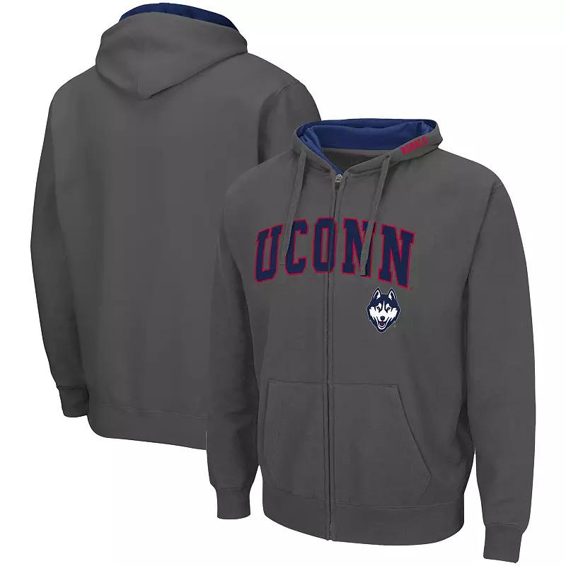 Men's Colosseum Charcoal UConn Huskies Arch & Logo 3.0 Full-Zip Hoodie,  Product Image