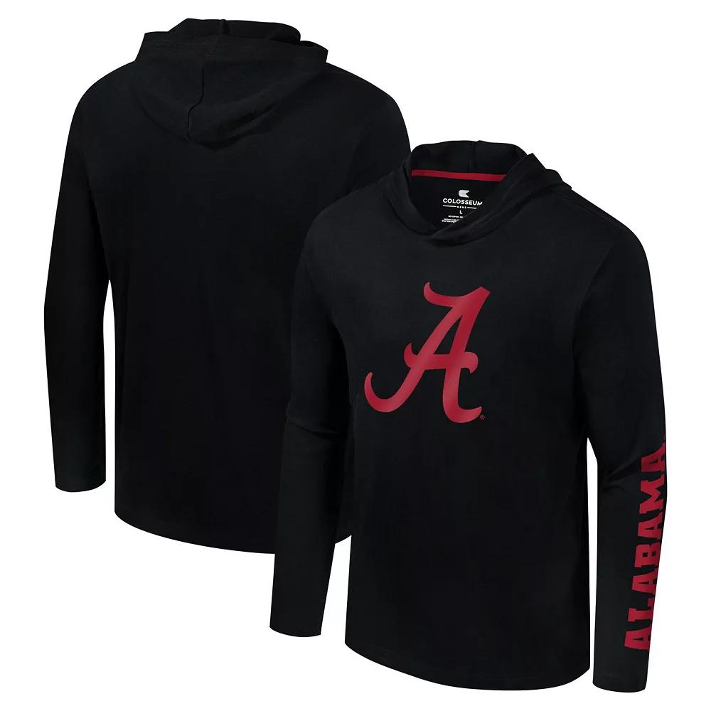 Men's Colosseum Black Alabama Crimson Tide Logo Lockup Active Blend Long Sleeve  T-Shirt Hoodie, Size: Medium Product Image