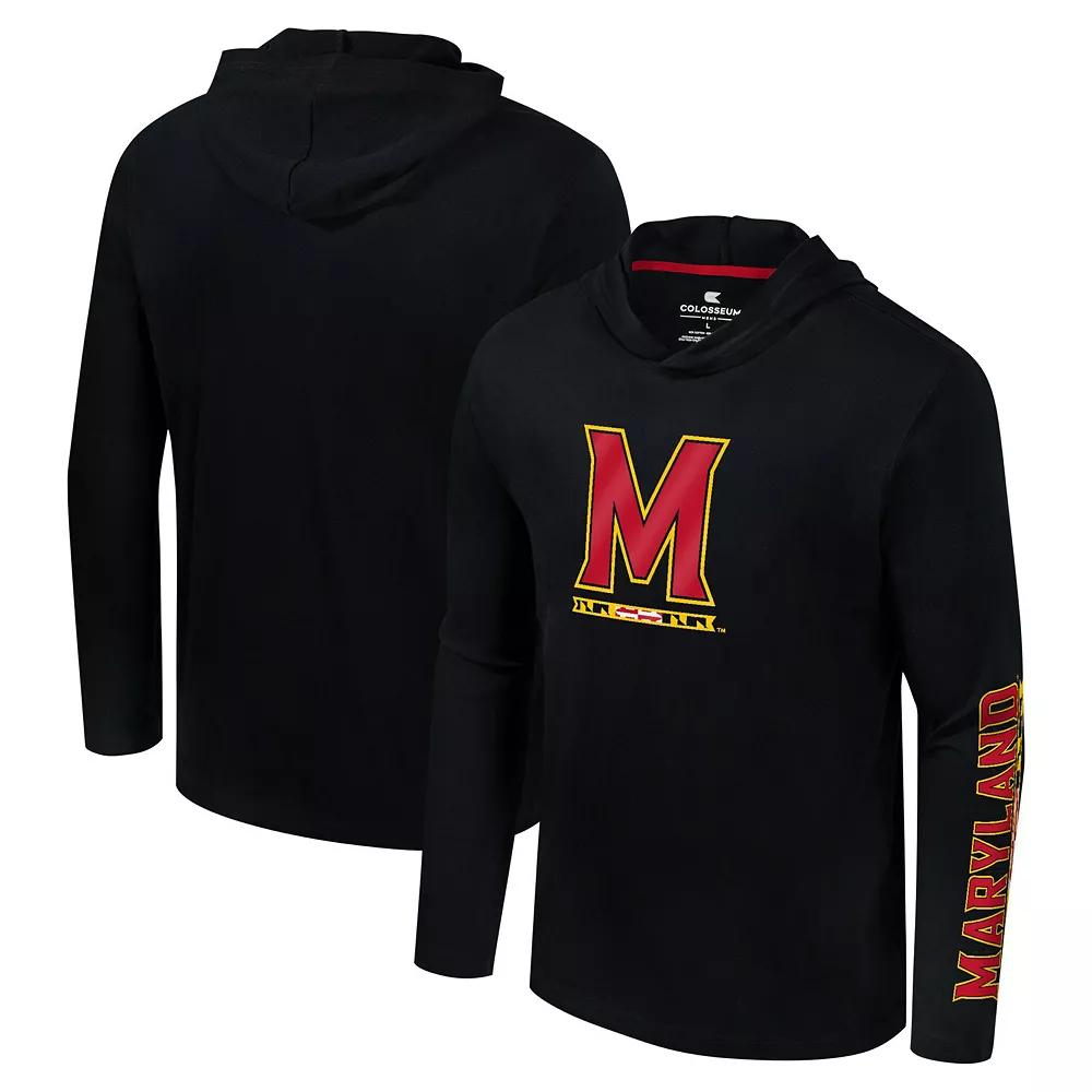 Men's Colosseum Black Maryland Terrapins Logo Lockup Active Blend Long Sleeve  T-Shirt Hoodie, Size: Medium Product Image