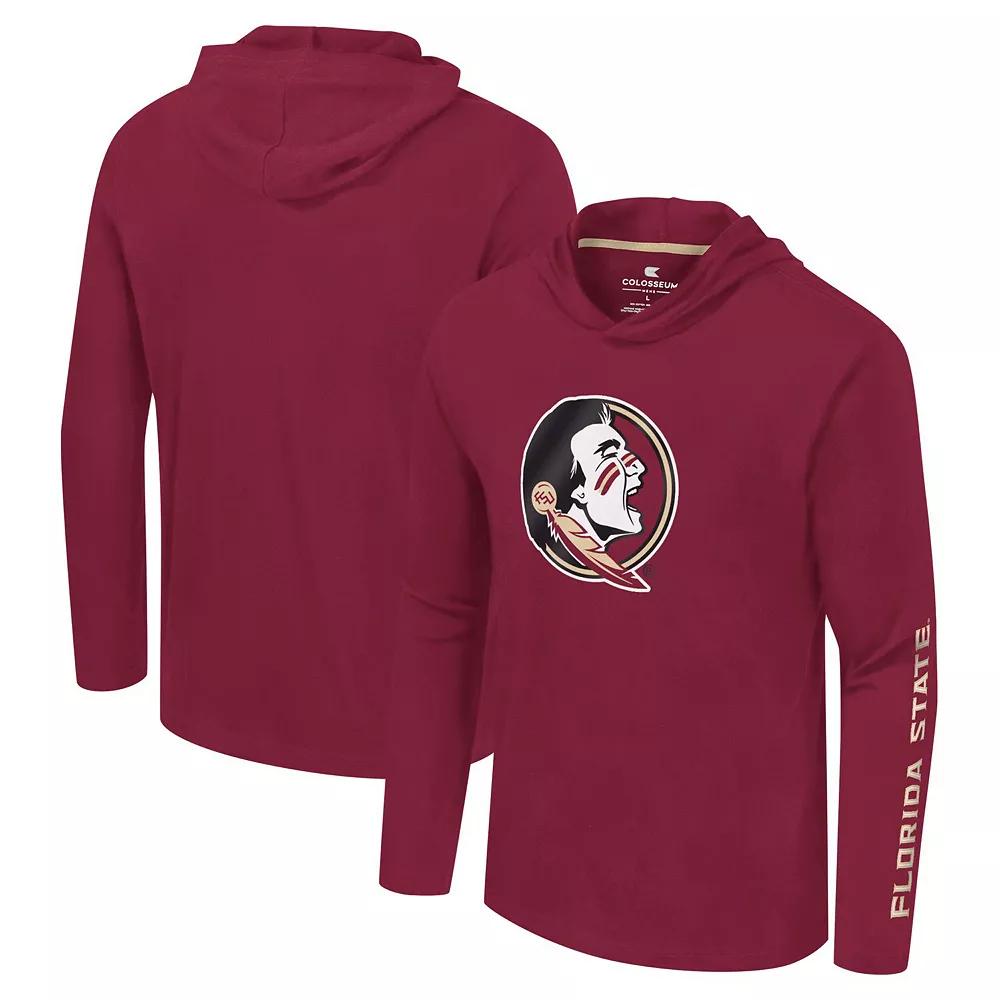 Men's Colosseum Garnet Florida State Seminoles Logo Lockup Active Blend Long Sleeve T-Shirt Hoodie,  Product Image