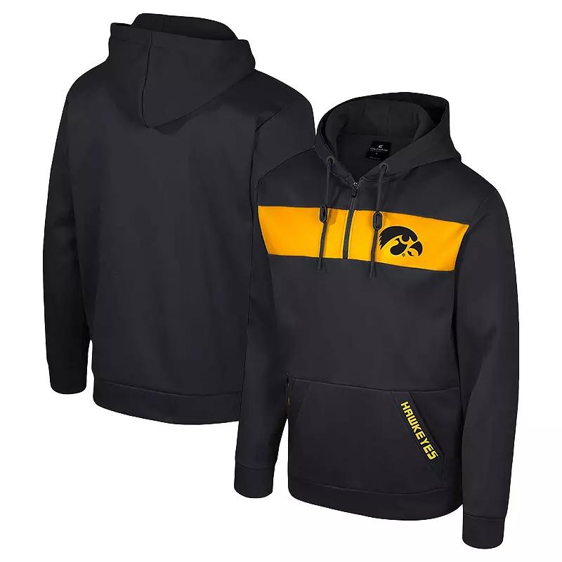 Men's Colosseum  Black Iowa Hawkeyes Quarter-Zip Hoodie, Size: Large Product Image