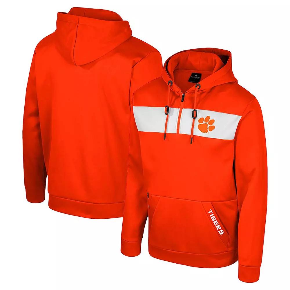 Men's Colosseum  Orange Clemson Tigers Quarter-Zip Hoodie, Size: Small Product Image