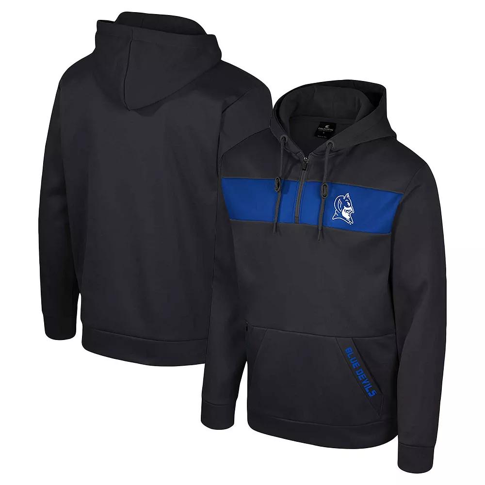 Men's Colosseum  Black Duke Blue Devils Quarter-Zip Hoodie, Size: Large Product Image