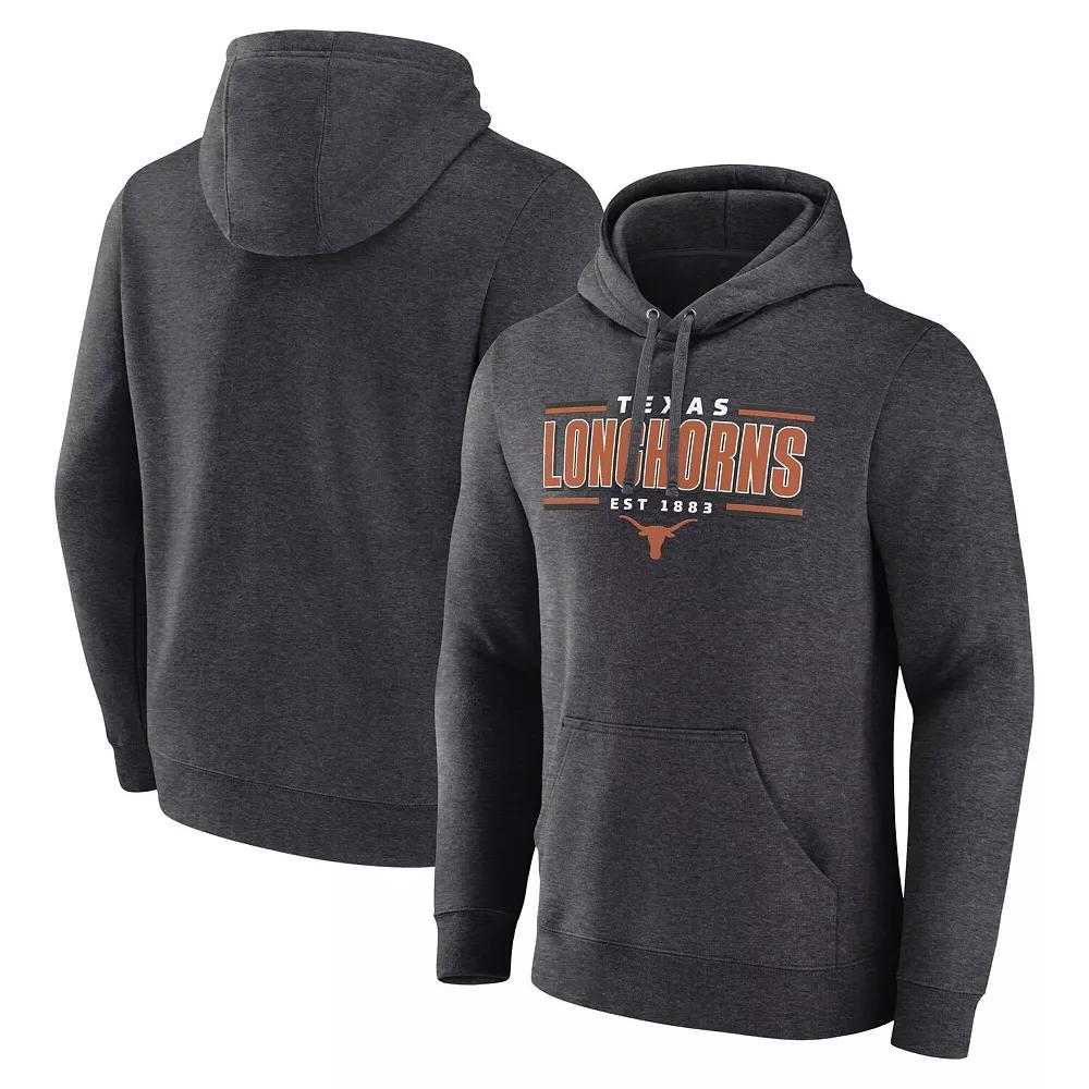 Men's Fanatics Heather Charcoal Texas Longhorns Horizontal Block Fleece Pullover Hoodie,  Product Image