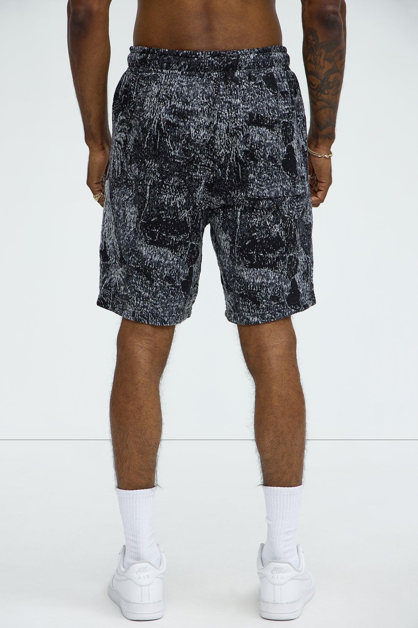 Grainy Tropics Relaxed Knit Shorts - Black/combo Product Image
