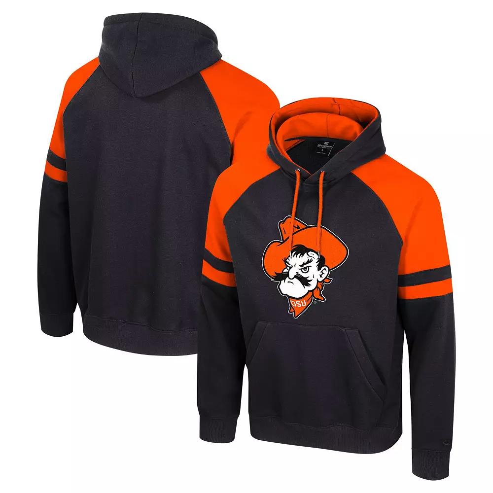 Men's Colosseum  Black Oklahoma State Cowboys Todd Raglan Pullover Hoodie, Size: Large Product Image