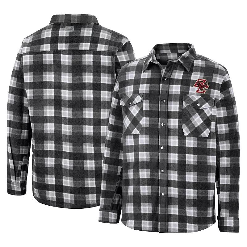 Men's Colosseum Navy/White Maine Black Bears Ellis Plaid Full-Snap Shirt Jacket, Size: 2XL, Mne Blue Product Image
