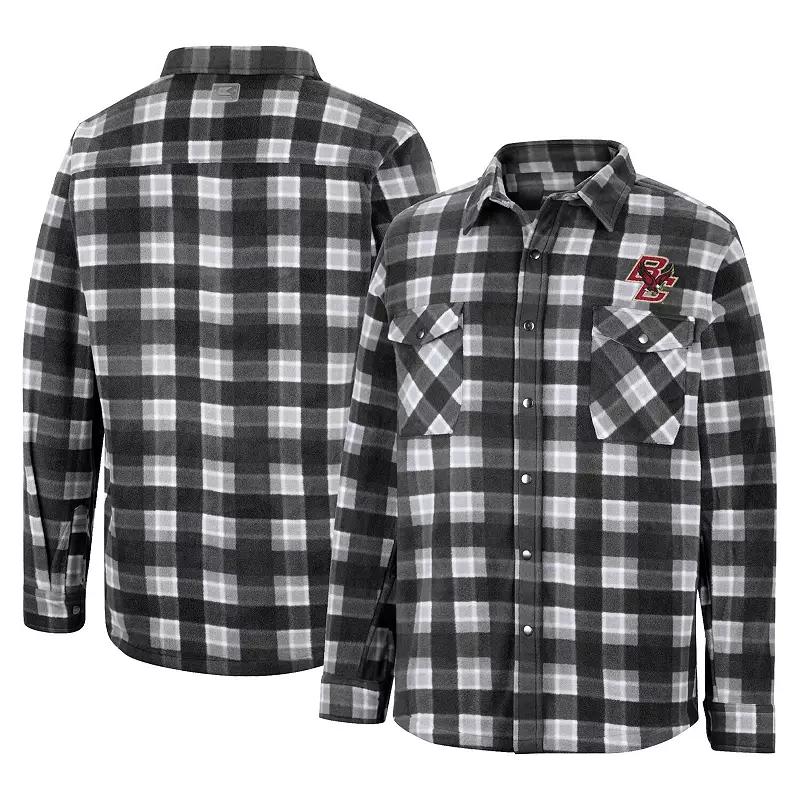 Men's Colosseum Navy/White Maine Black Bears Ellis Plaid Full-Snap Shirt Jacket, Size: 2XL, Mne Blue Product Image