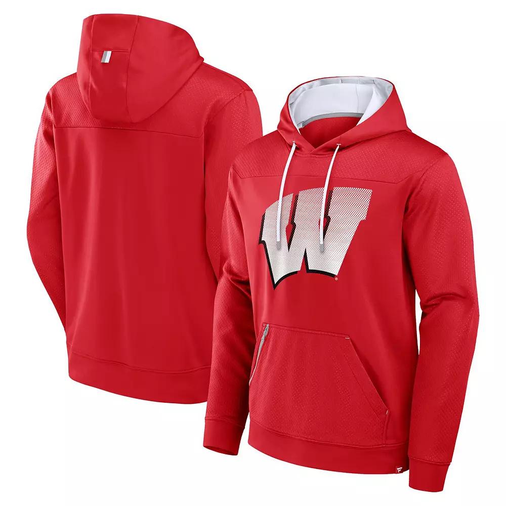 Men's Fanatics Red Wisconsin Badgers Defender Dot Faded Primary Pullover Hoodie,  Product Image