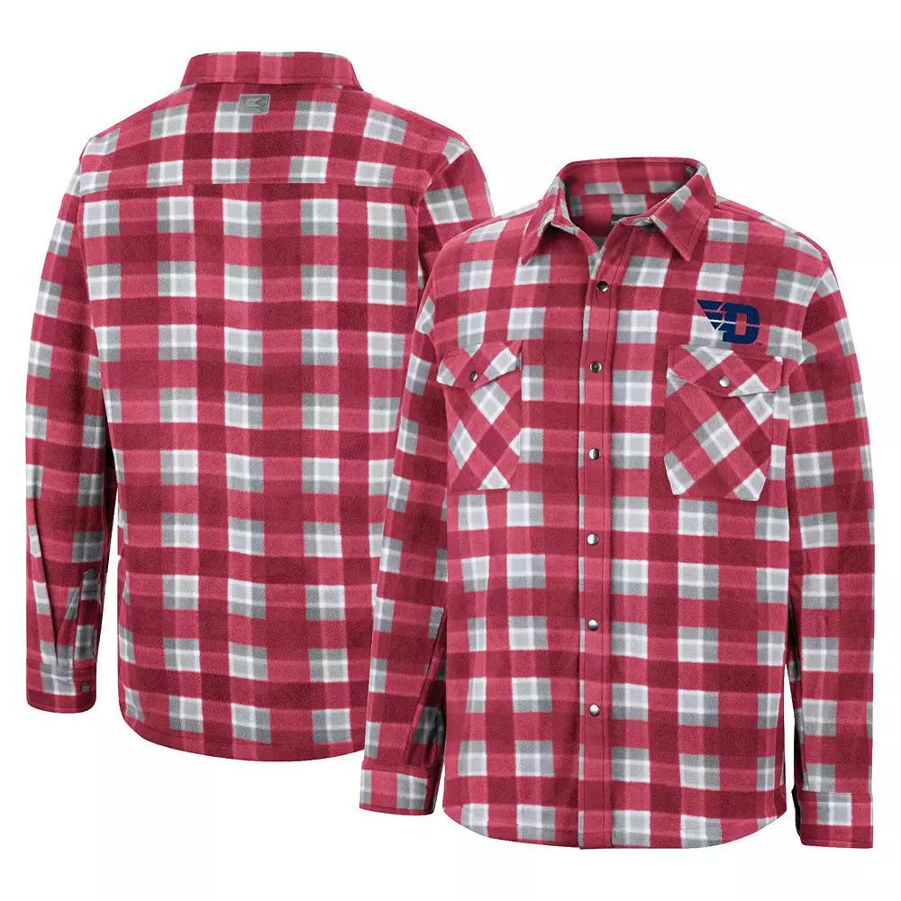 Men's Colosseum Red/White Dayton Flyers Ellis Plaid Full-Snap Shirt Jacket, Size: Large, Day Red Product Image