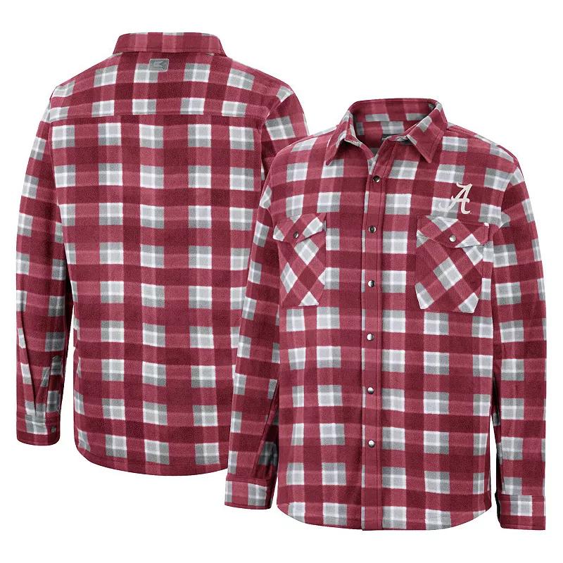 Men's Colosseum Crimson/White Alabama Crimson Tide Ellis Plaid Full-Snap Shirt Jacket, Size: Large, Red Product Image