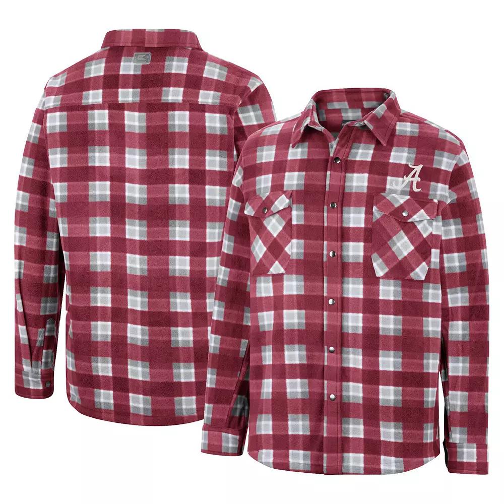 Men's Colosseum Crimson/White Alabama Crimson Tide Ellis Plaid Full-Snap Shirt Jacket, Size: Large, Red Product Image