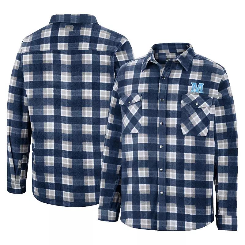 Men's Colosseum Navy/White Maine Black Bears Ellis Plaid Full-Snap Shirt Jacket, Size: 2XL, Mne Blue Product Image