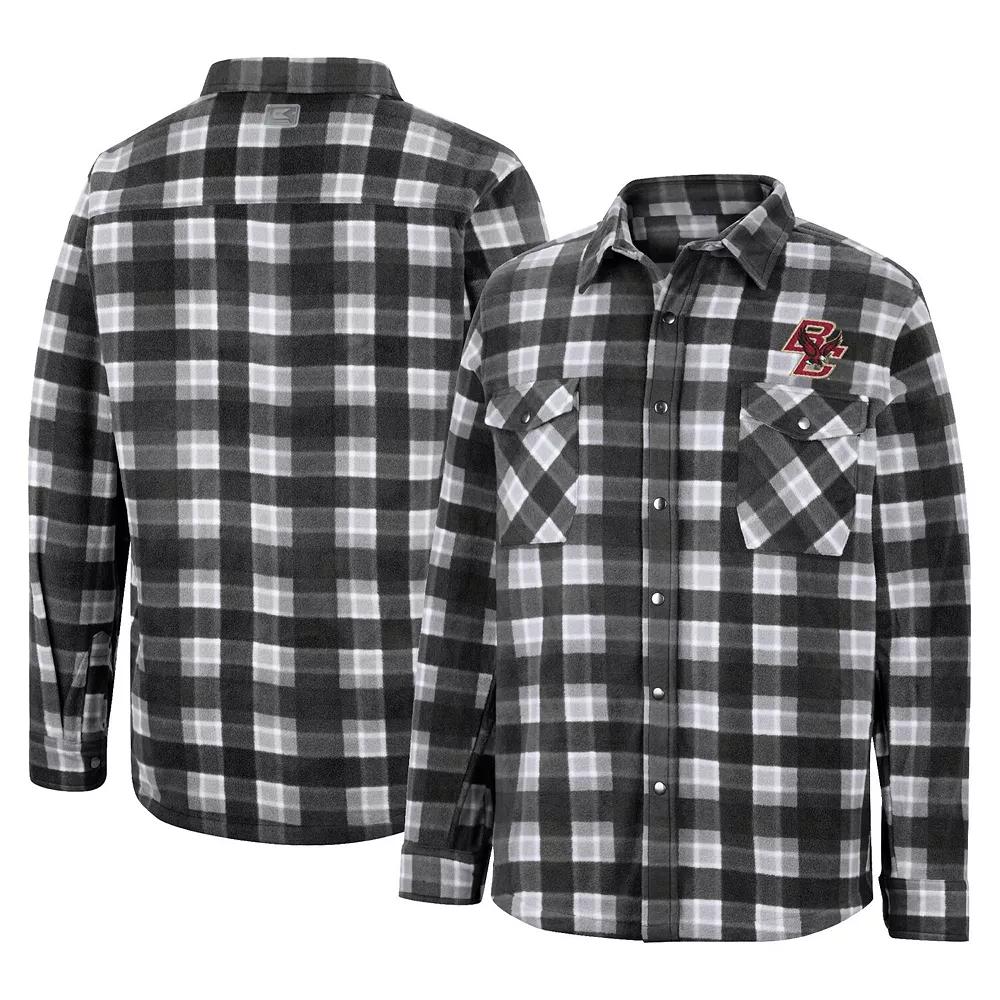 Men's Colosseum Navy/White Maine Black Bears Ellis Plaid Full-Snap Shirt Jacket, Size: 2XL, Mne Blue Product Image