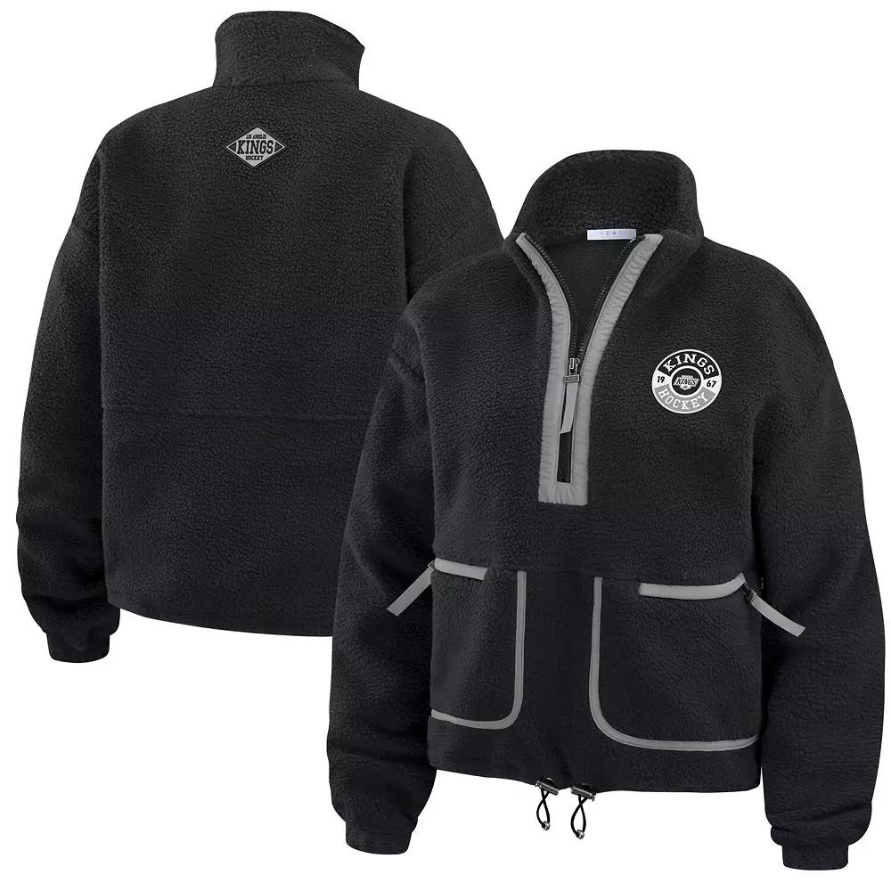 Women's WEAR by Erin Andrews Black Los Angeles Kings Polar Fleece Half-Zip Jacket,  Product Image