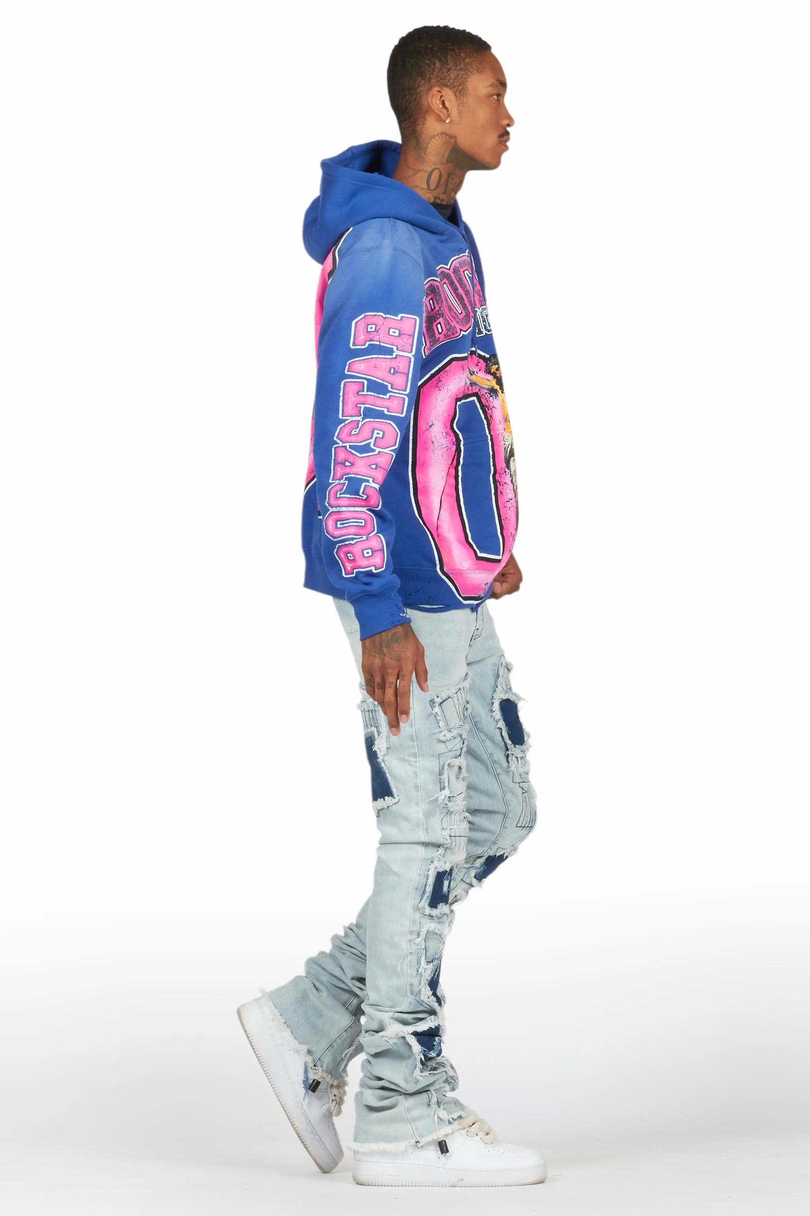 Fields Royal/Light Blue Hoodie/Super Stacked Flare Jean Bundle Male Product Image