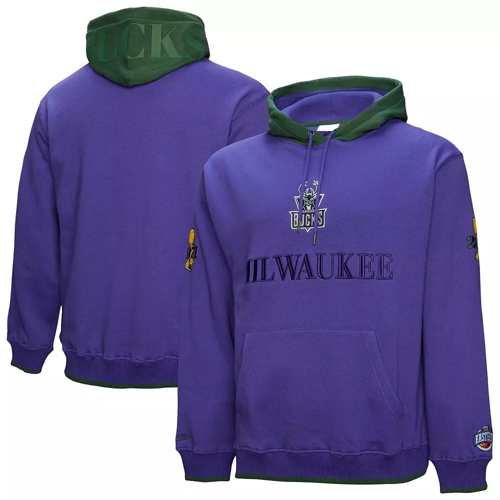 Men's Mitchell & Ness Purple Milwaukee Bucks Hardwood Classics Team OG 3.0 Pullover Hoodie,  Product Image