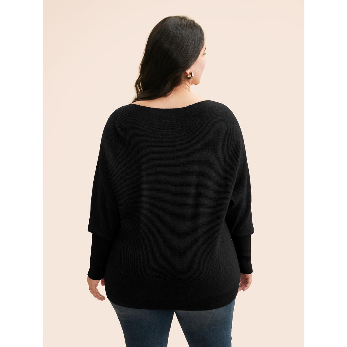 Plus Size Supersoft Dolman Sleeve Pullover Indigo Women Casual Loose Long Sleeve Boat Neck Everyday Pullovers BloomChic 22-24/3X Product Image