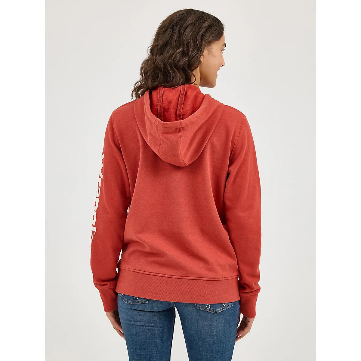 Women's Wrangler Retro® Logo Arm Pullover Hoodie in Rust Product Image