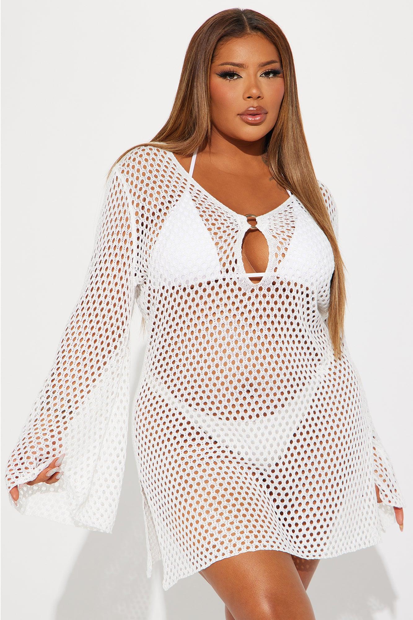 Find Me In Greece Crochet Cover Up Dress - White Product Image