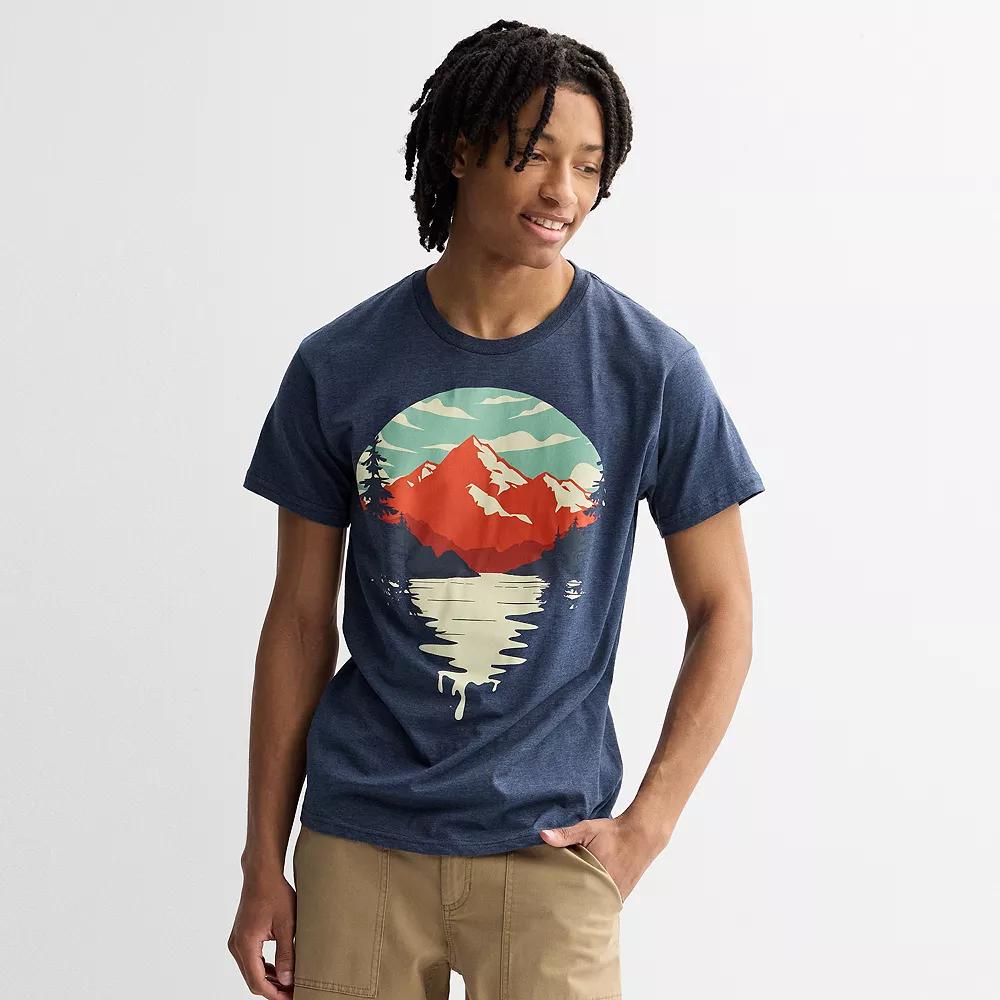 Men's Moutain Range Scene Graphic Tee, Size: XXL, Navy Grey Product Image