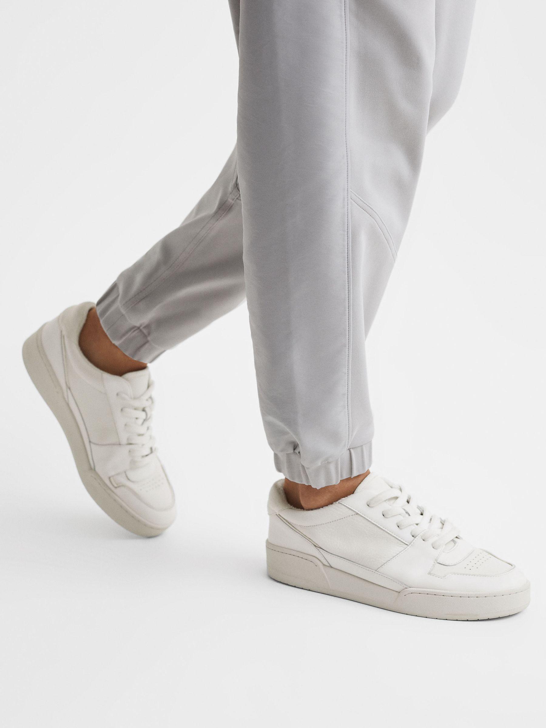 Leather Lace-Up Trainers in White Product Image