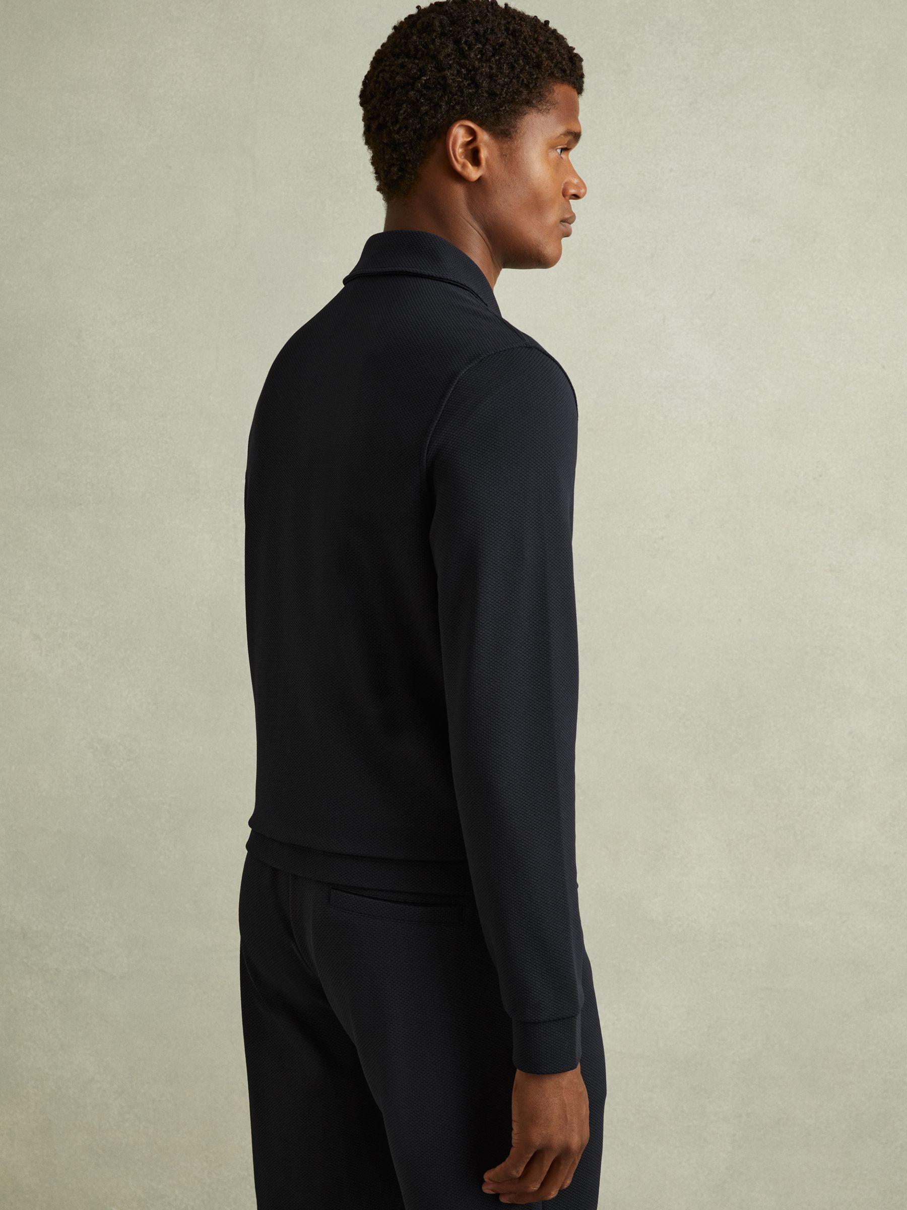 Textured Zip-Through Overshirt in Navy Product Image