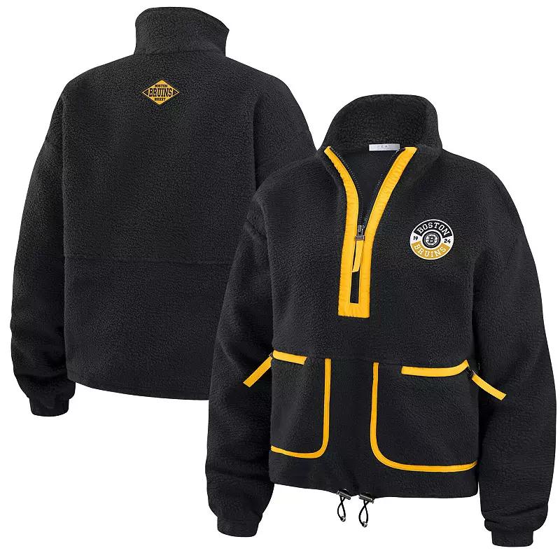 Women's WEAR by Erin Andrews  Black Boston Bruins Polar Fleece Half-Zip Jacket, Size: Medium Product Image