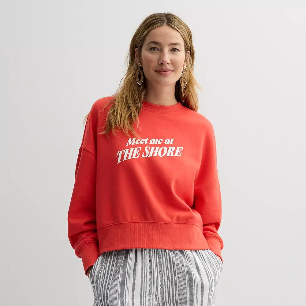 Women's Sonoma Goods For Life® Boxy Crewneck Graphic Sweatshirt, Size: Large, Red Meet Me Graphic Product Image