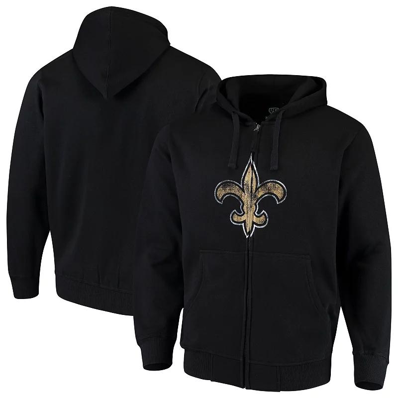 Men's G-III Sports by Carl Banks Black New Orleans Saints Primary Logo Full-Zip Hoodie,  Product Image