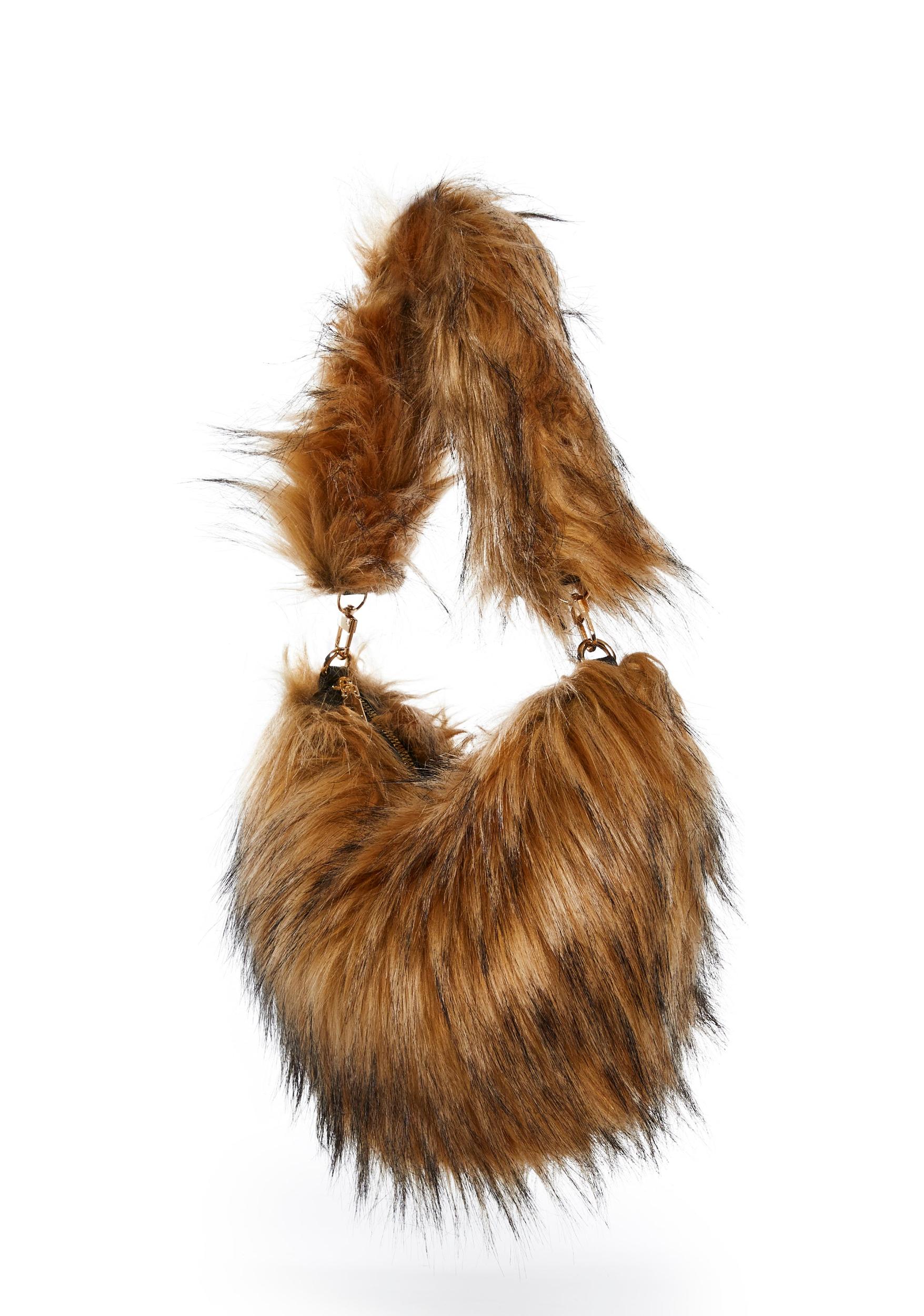 Faux Fur Shoulder Bag Club Exx - Brown Product Image