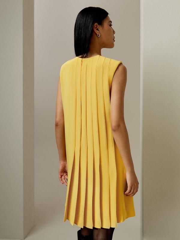 Sleeveless accordion pleated silk dress Product Image