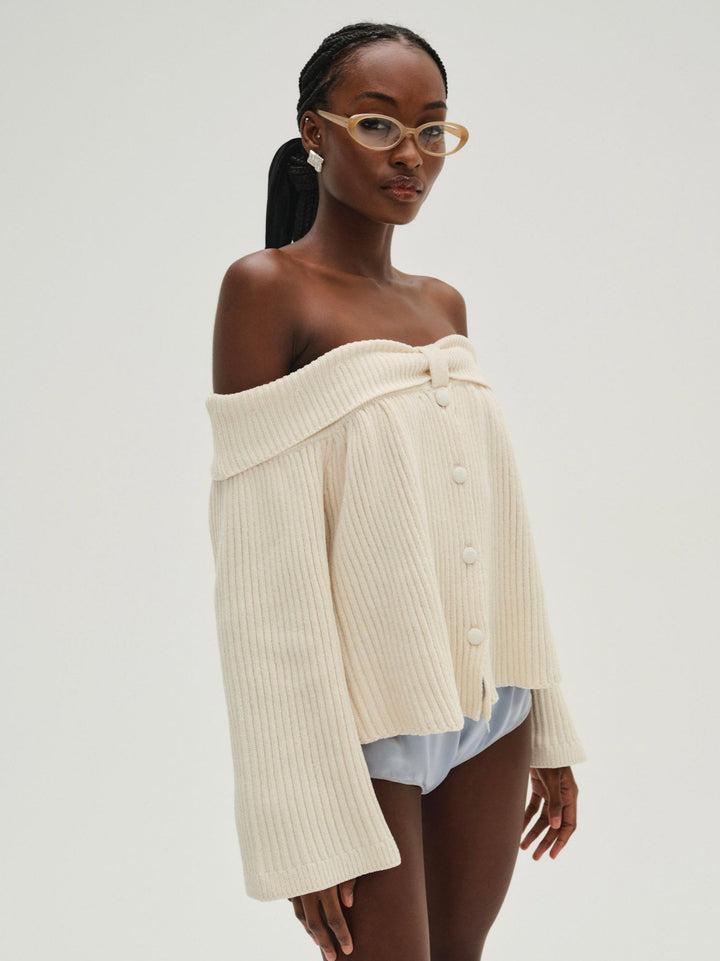 Paola Off Shoulder Sweater — Ivory Product Image