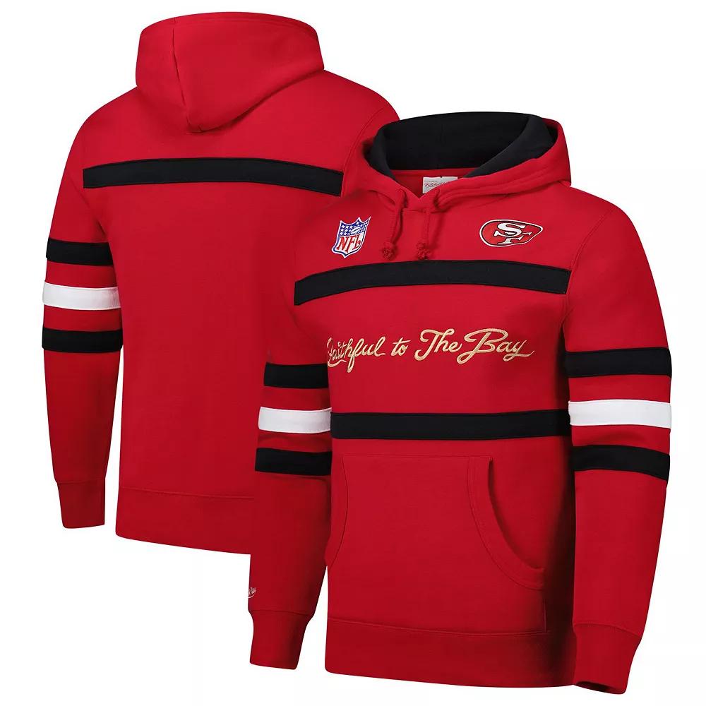 Men's  Scarlet San Francisco 49ers Vintage Logo Head Coach Fleece Pullover Hoodie, Size: Small, Red Product Image