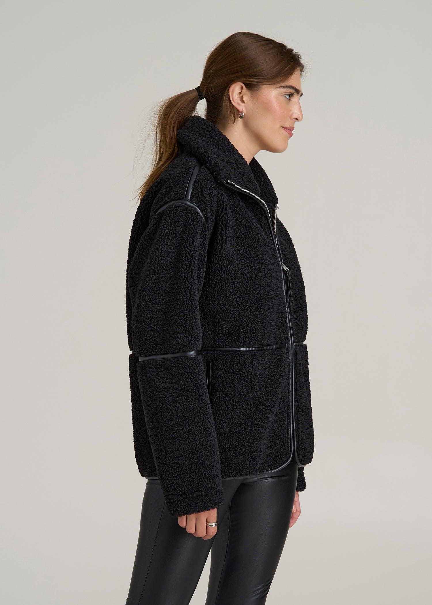 Relaxed Shearling Jacket for Tall Women in Black Female Product Image