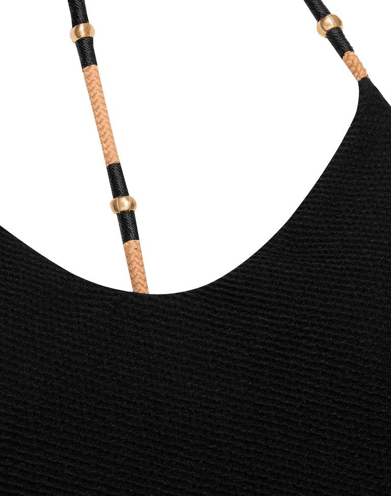 Ribbed Layla T Back One Piece - Black Product Image