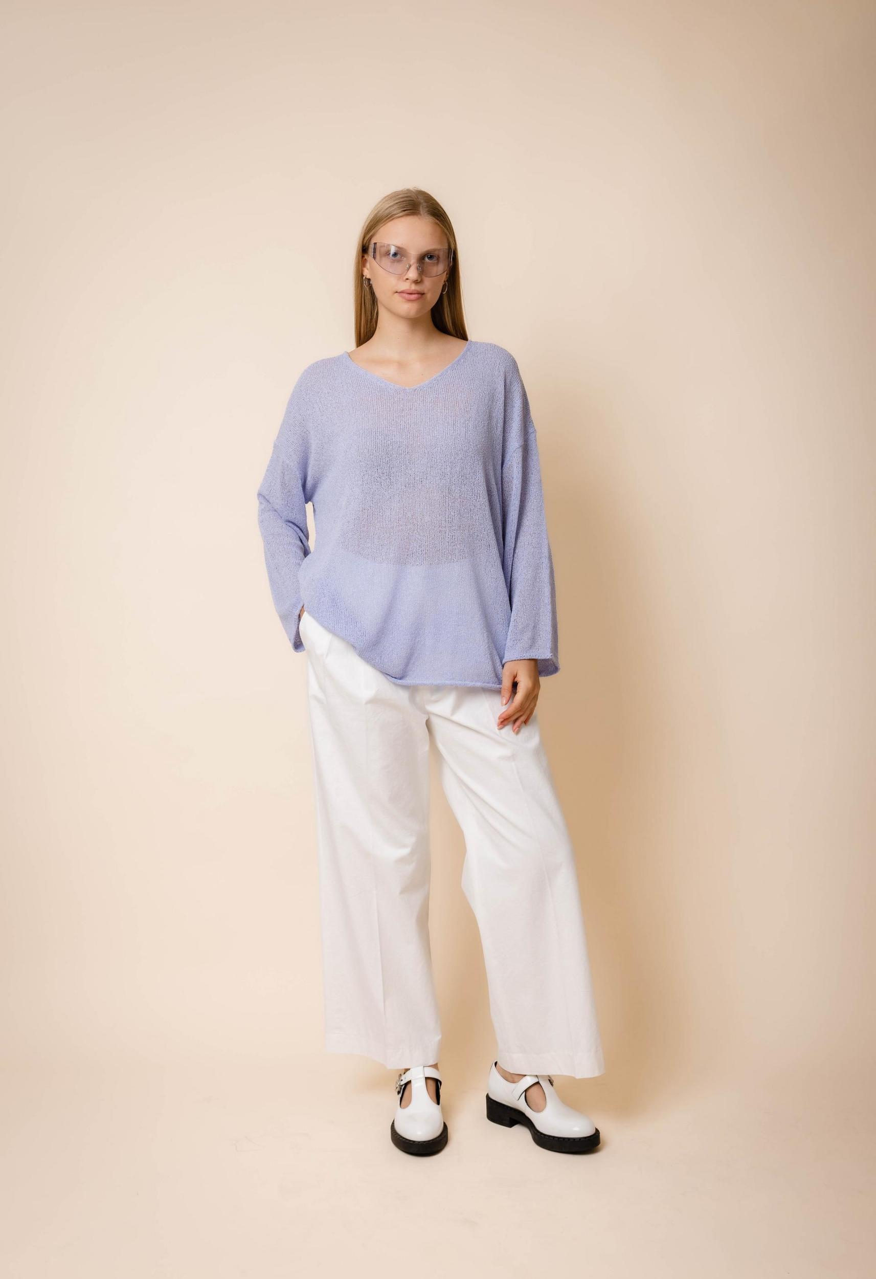 Oversized Stitch Sweater in Periwinkle Product Image
