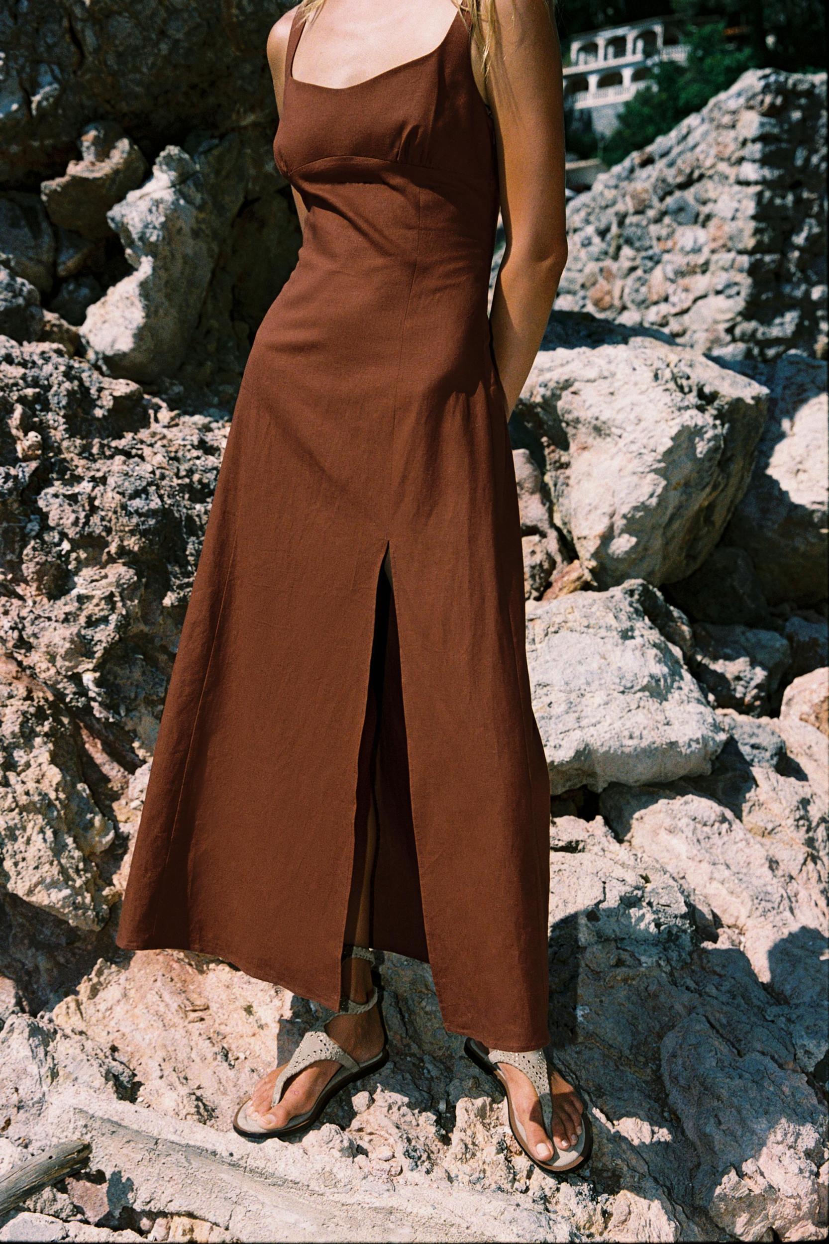 LINEN MIDI DRESS Product Image